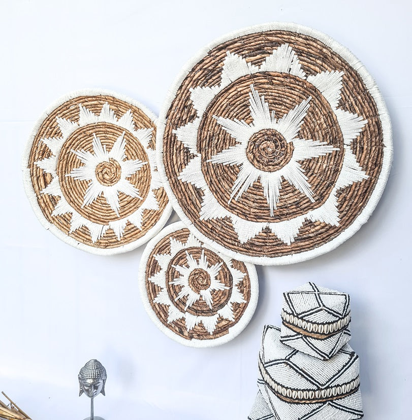 Set 3pcs Wall wicker plates wall basket (50, 40, 30cm) Model 8
