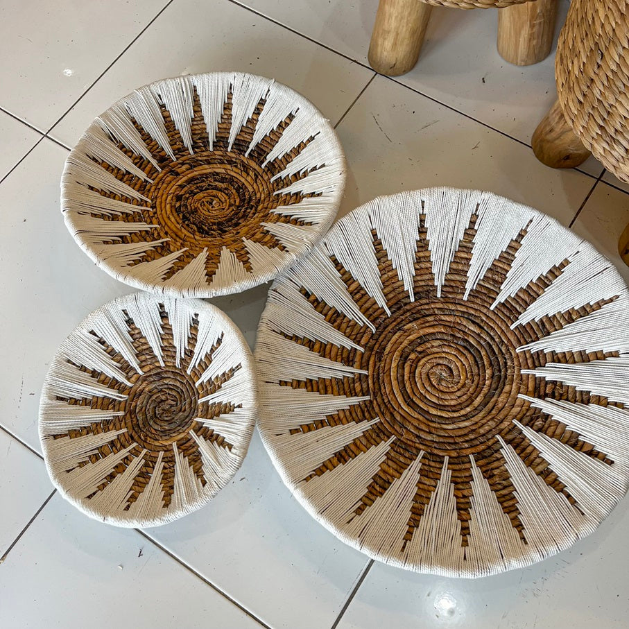 Set 3pcs Wall wicker plates wall basket (50, 40, 30cm) Model 9