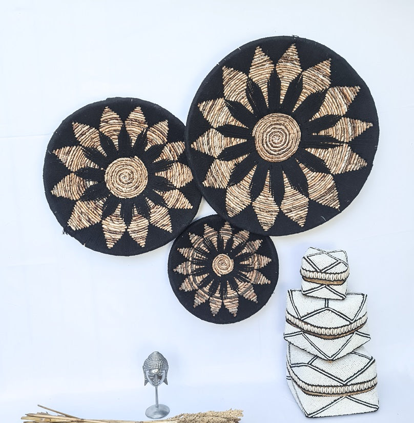 Set 3pcs Wall wicker plates wall basket (50, 40, 30cm) Model 12