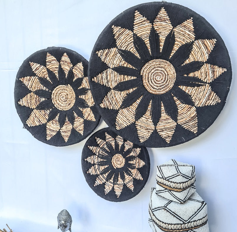 Set 3pcs Wall wicker plates wall basket (50, 40, 30cm) Model 12