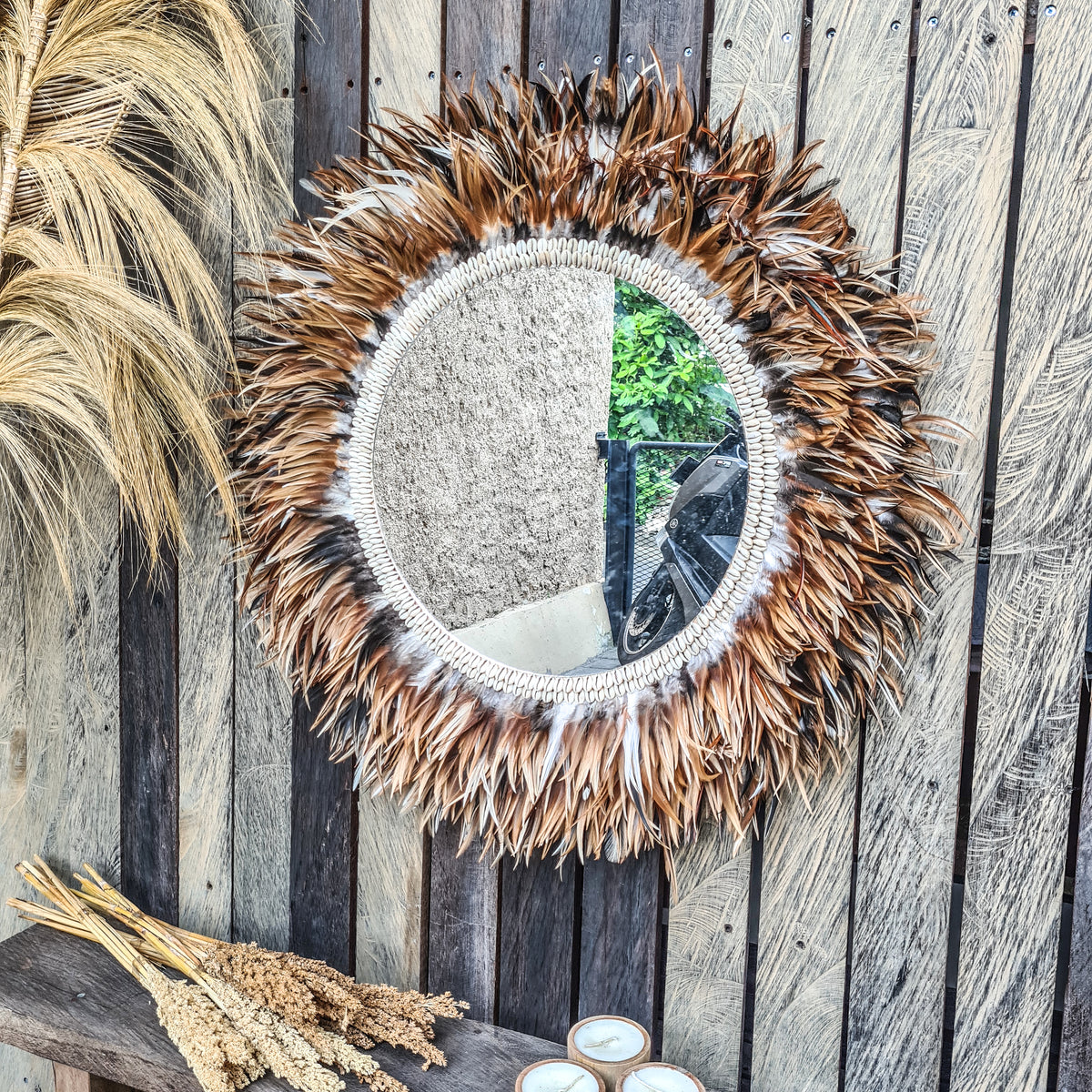 Mirror shells & feathers (WHOLESALE)