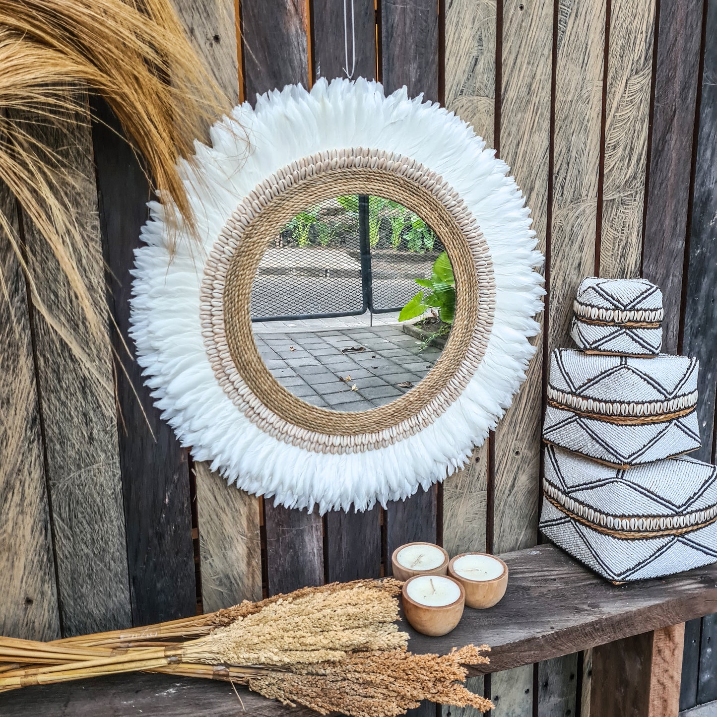 Mirror shells & feathers (WHOLESALE)