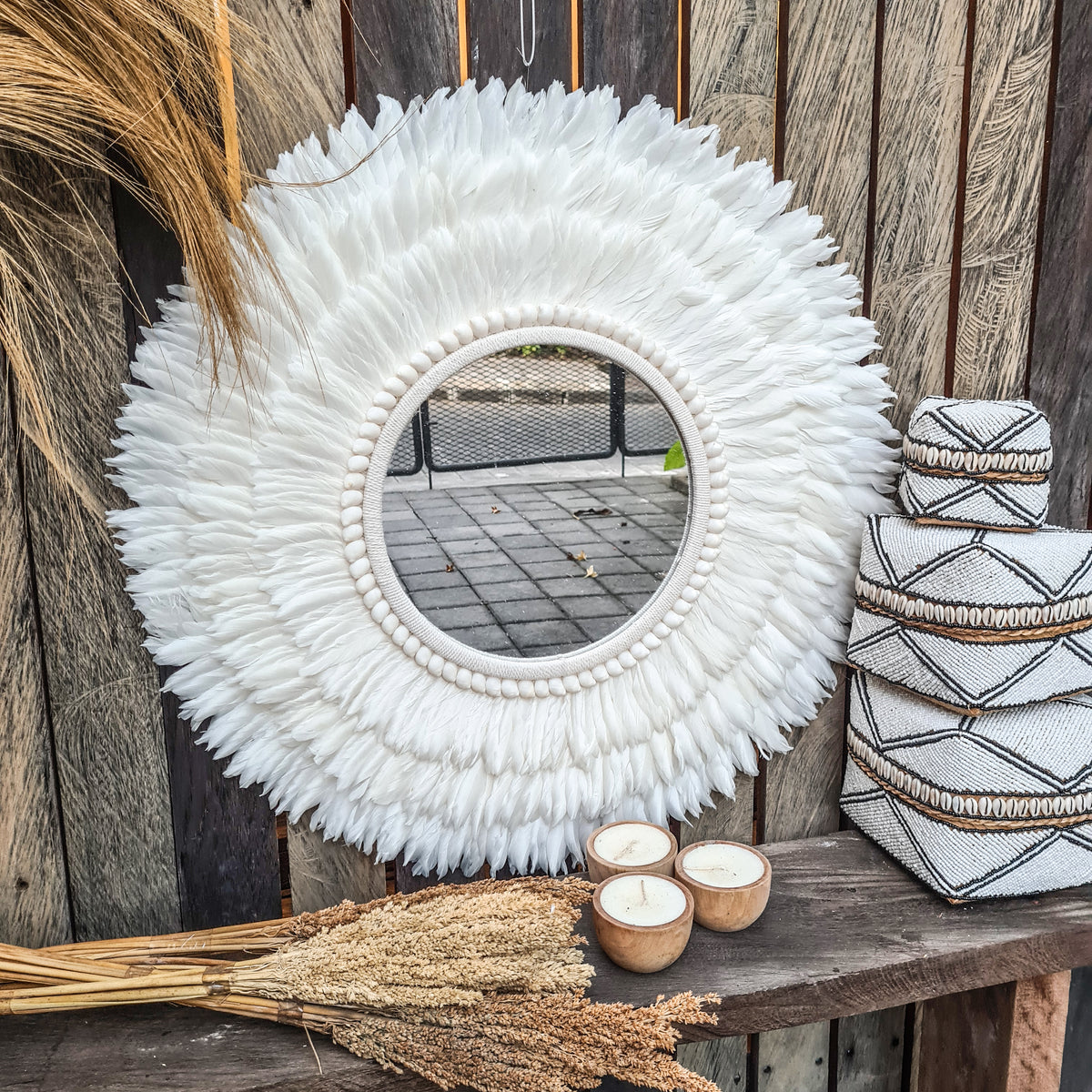 Mirror shells & feathers (WHOLESALE)