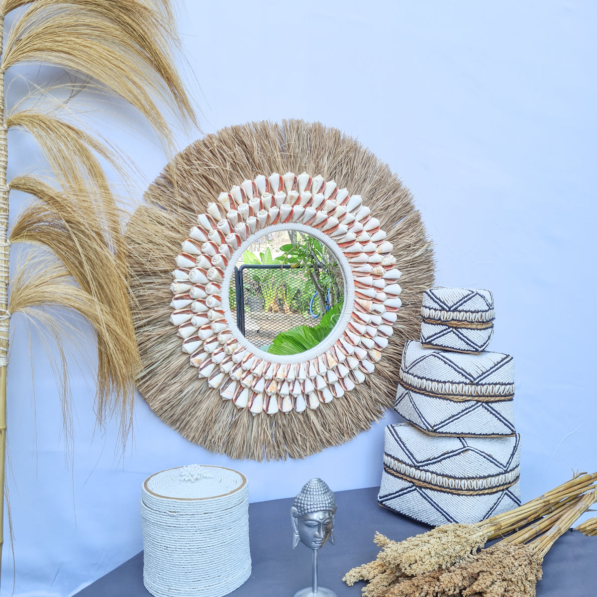 MIrror palm leaf + grass (WHOLESALE)