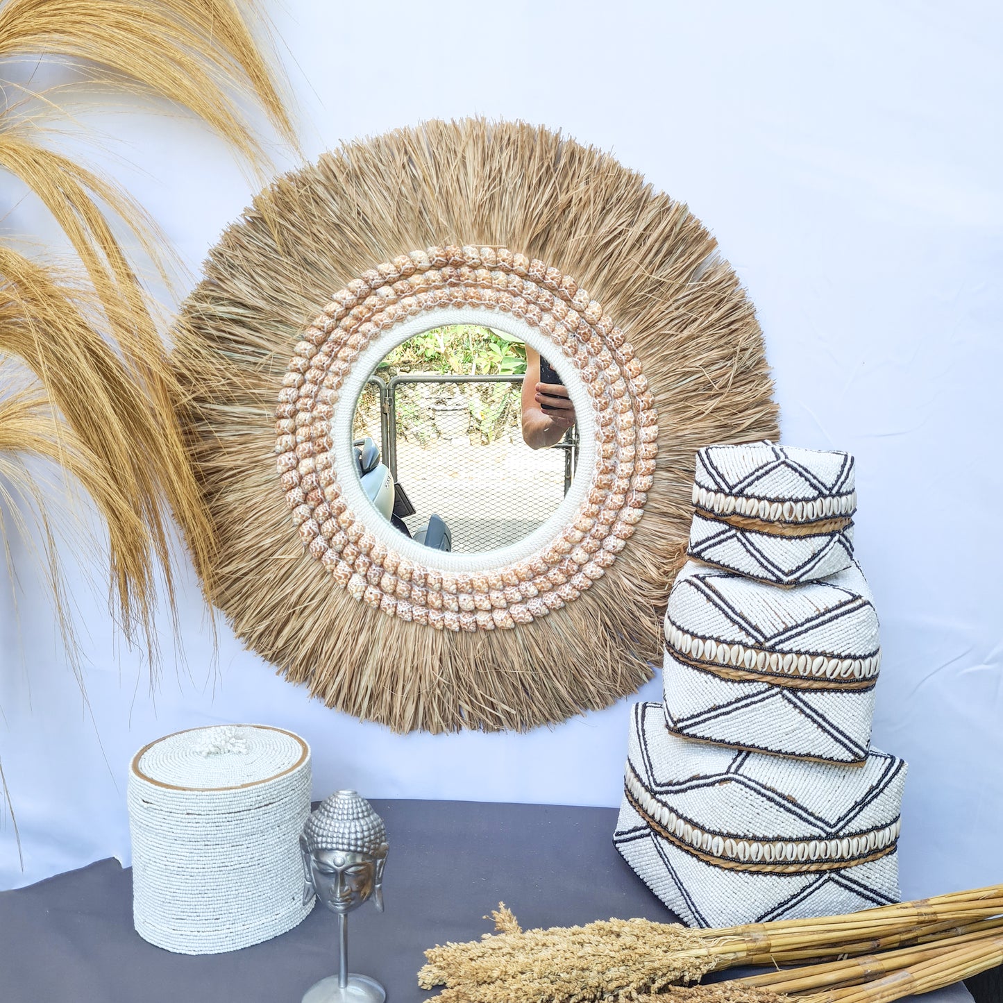 MIrror palm leaf + grass (WHOLESALE)