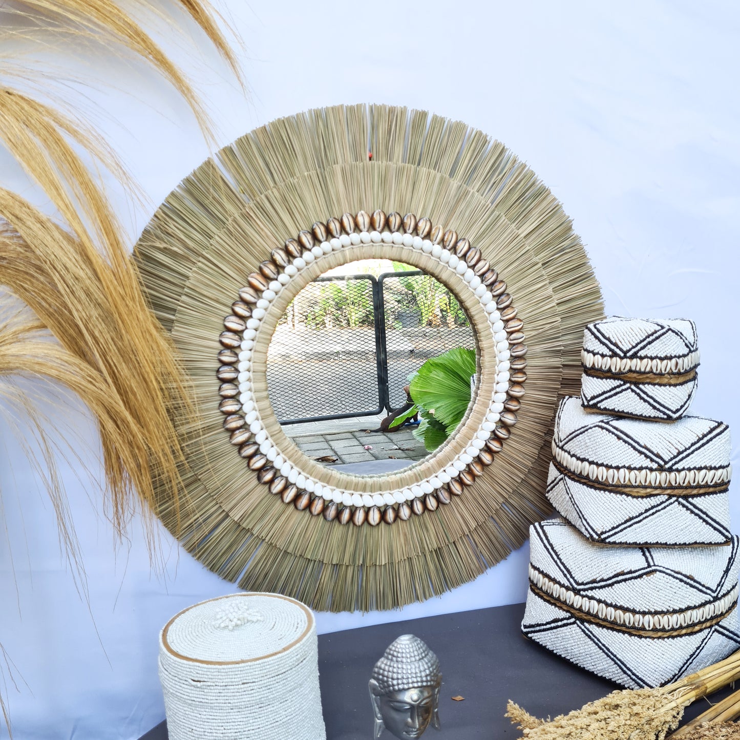 MIrror palm leaf + grass (WHOLESALE)