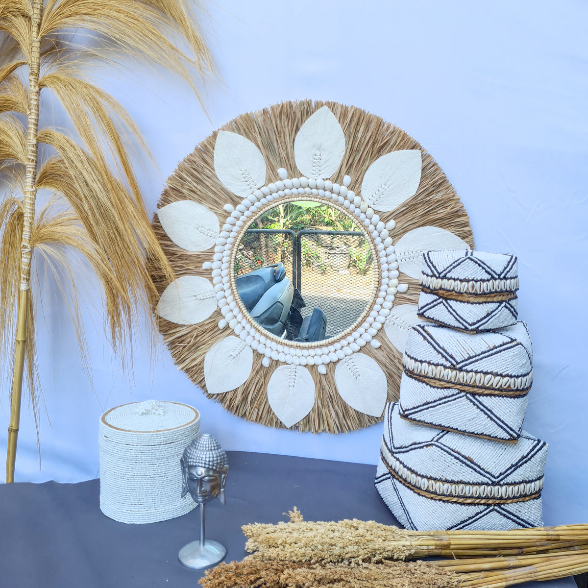 MIrror palm leaf + grass (WHOLESALE)