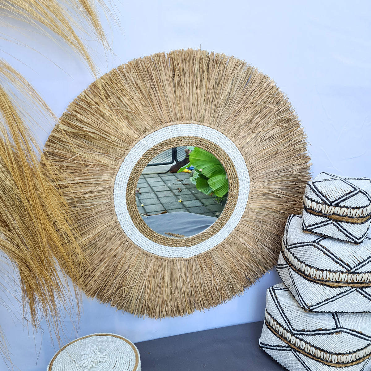 MIrror palm leaf + grass (WHOLESALE)