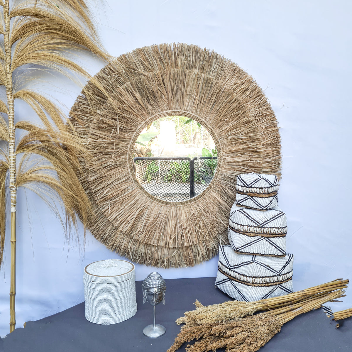 MIrror palm leaf + grass (WHOLESALE)