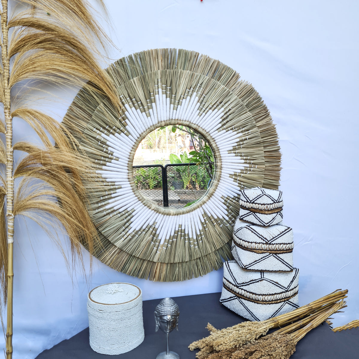 MIrror palm leaf + grass (WHOLESALE)