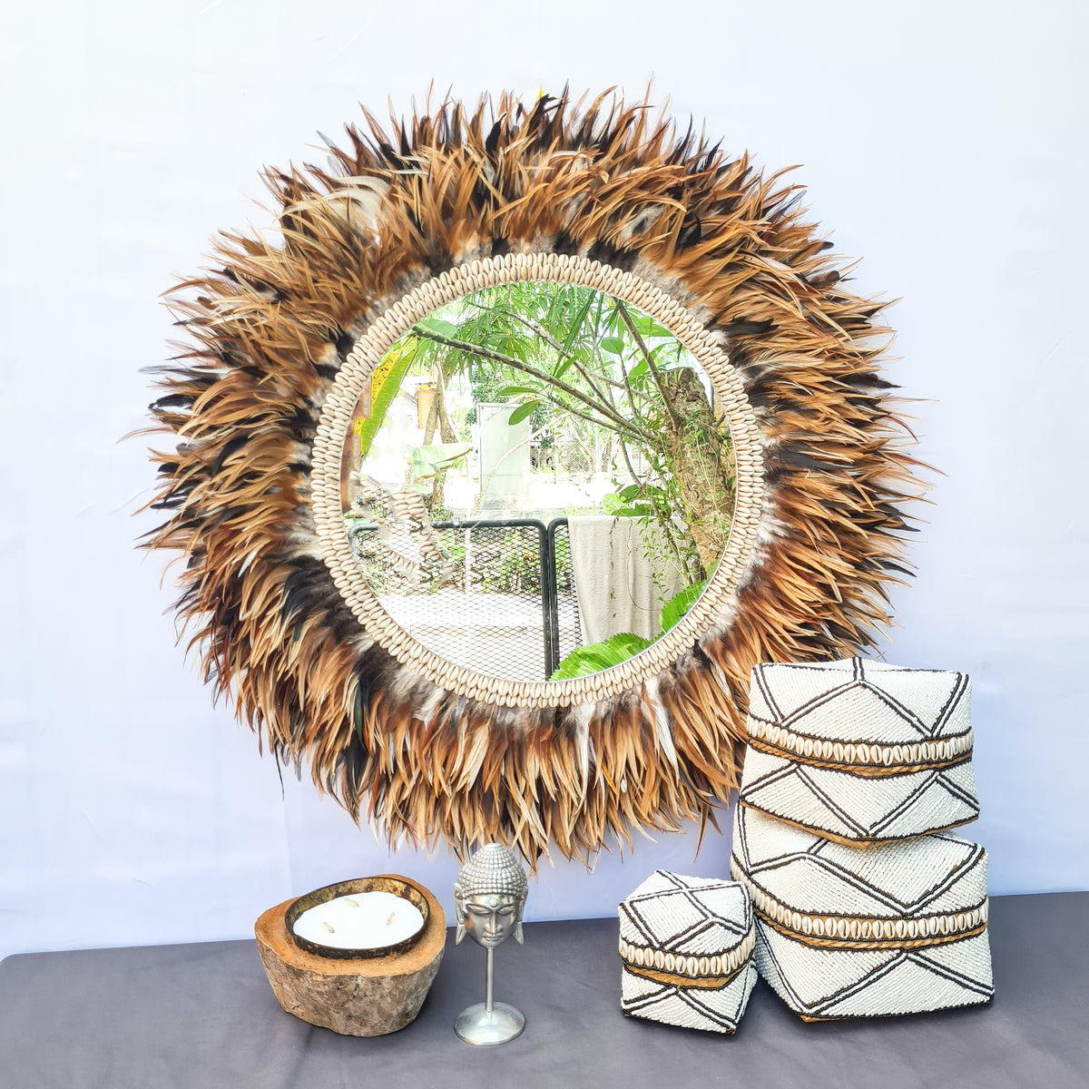 MIrror palm leaf + grass (WHOLESALE)