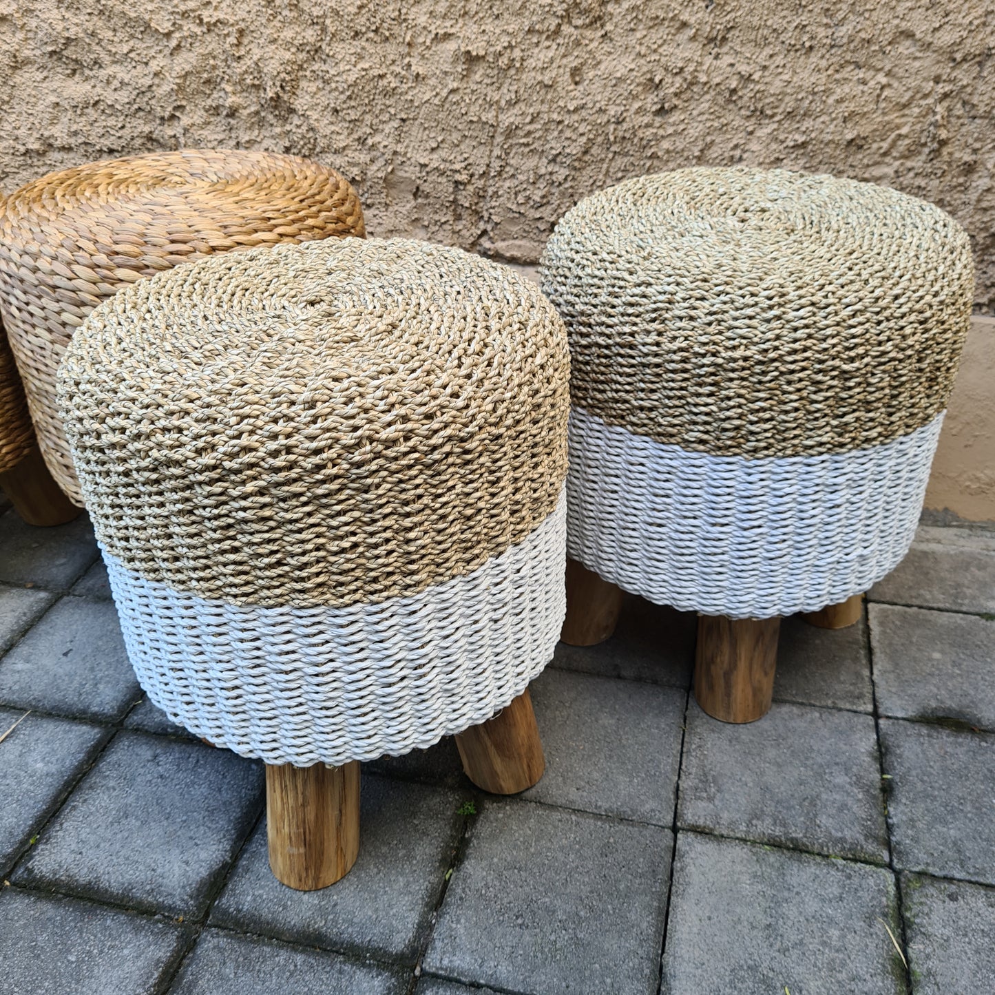 Pouf, wicker stool (WHOLESALE)
