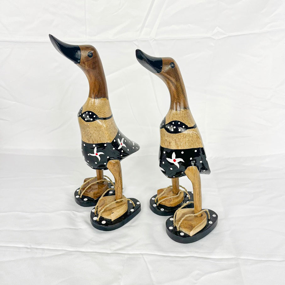 Set 2pcs Wooden Duck black swimsuit and slippers