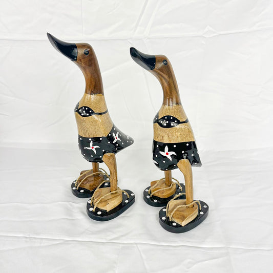 Set 2pcs Wooden Duck black swimsuit and slippers