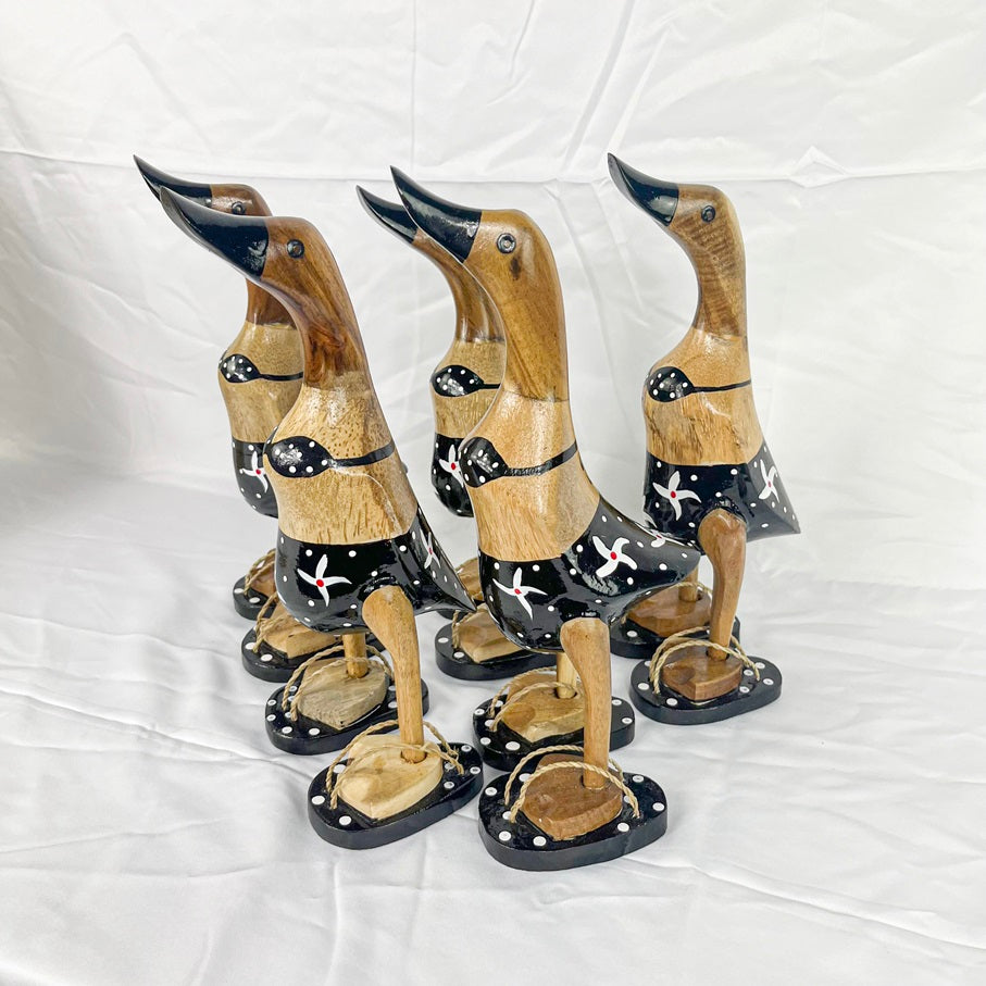Set 2pcs Wooden Duck black swimsuit and slippers