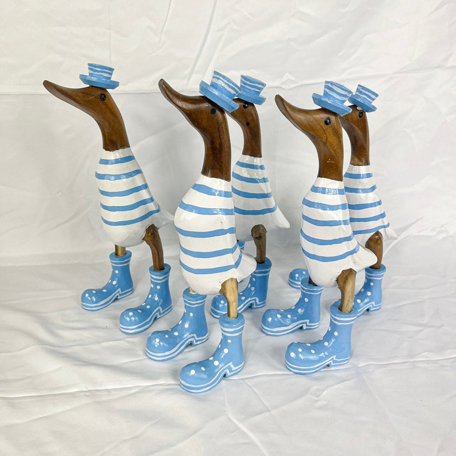 Set 2pcs Wooden Duck blue hat and striped
