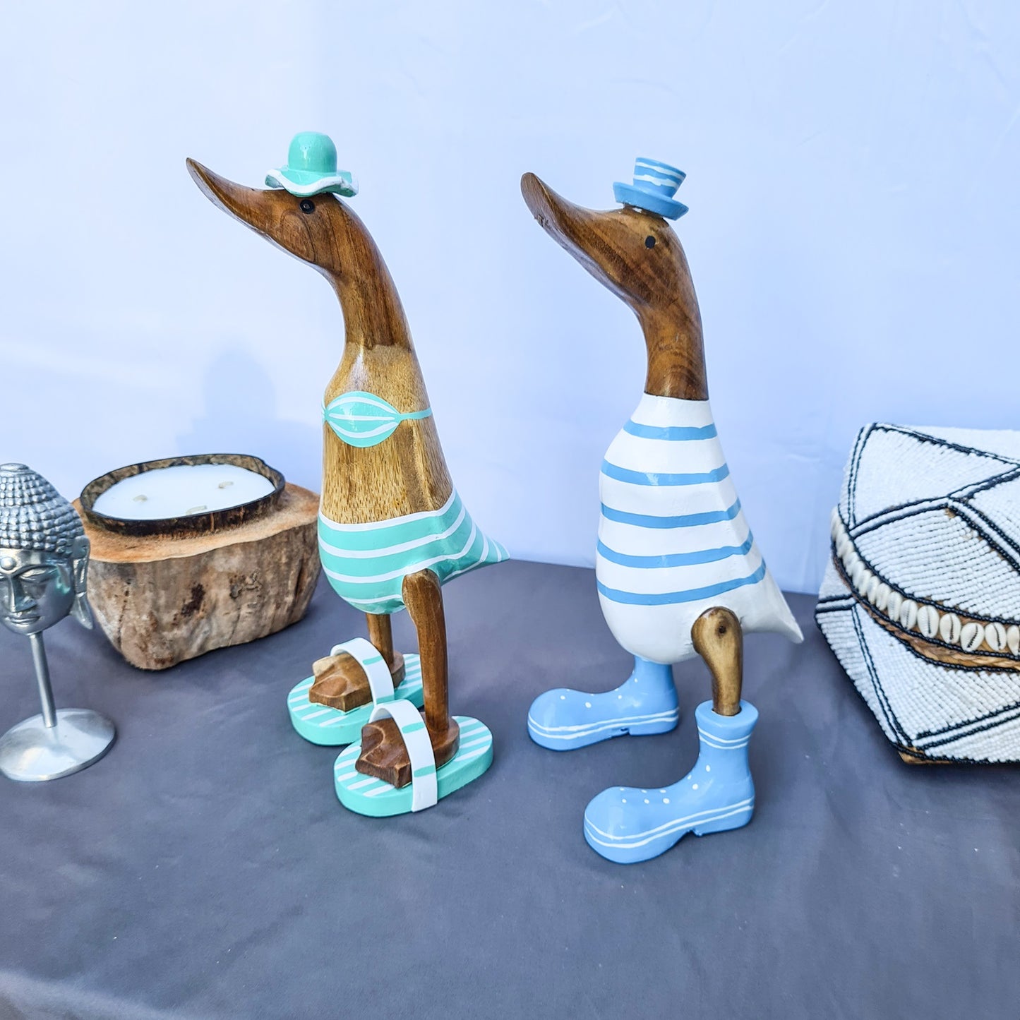 Set 2pcs Wooden Duck new couple ducks