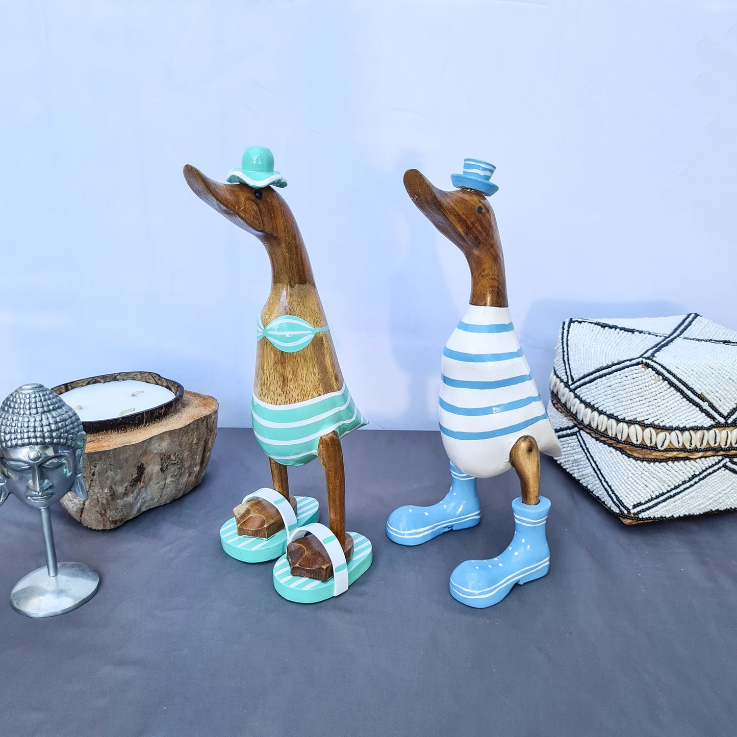 Set 2pcs Wooden Duck new couple ducks
