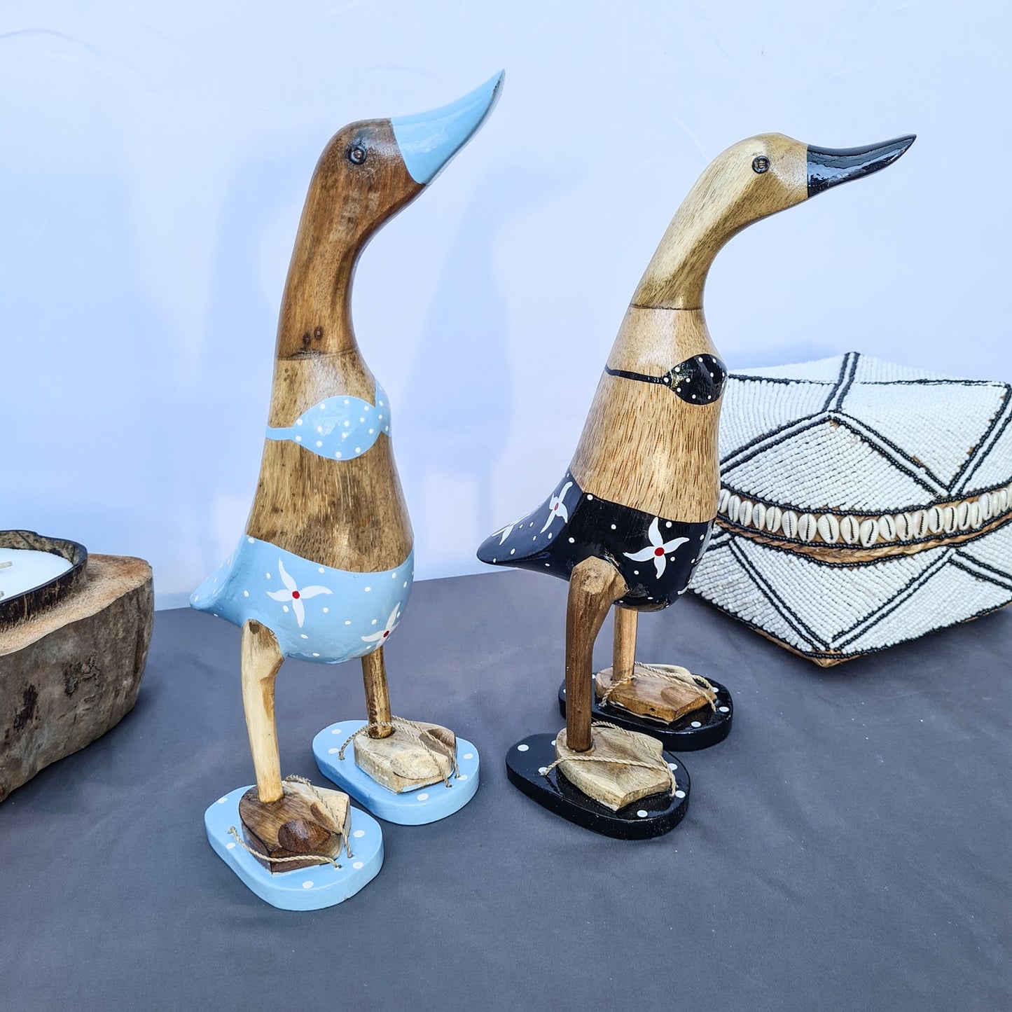 Set 2pcs Wooden Duck couple ducks