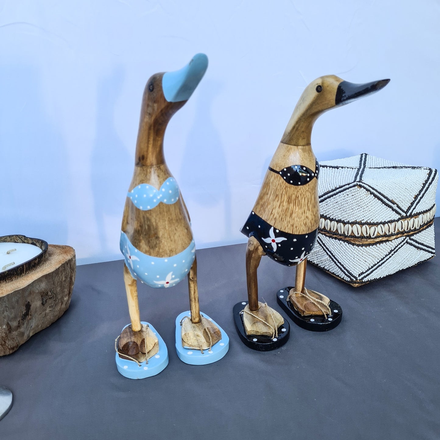 Set 2pcs Wooden Duck couple ducks