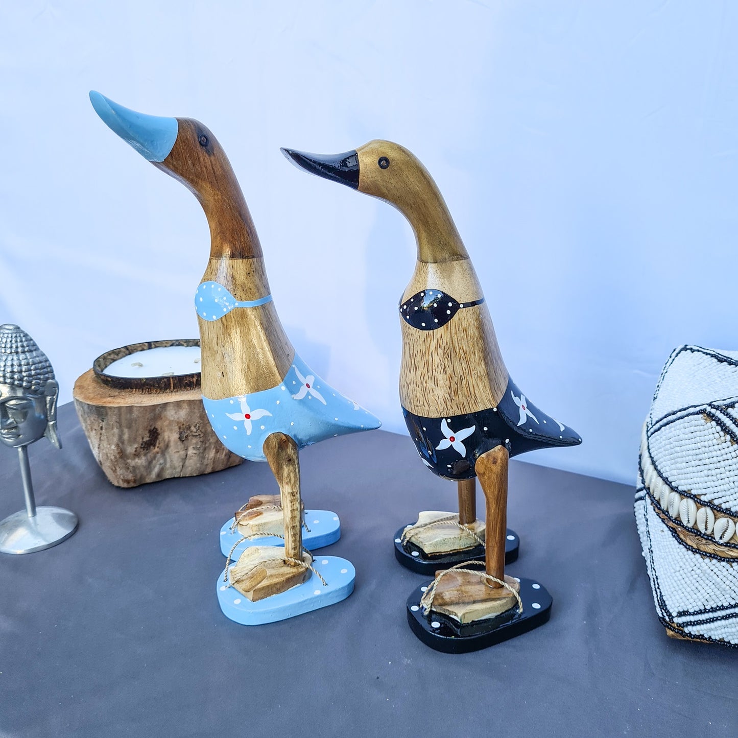 Set 2pcs Wooden Duck couple ducks