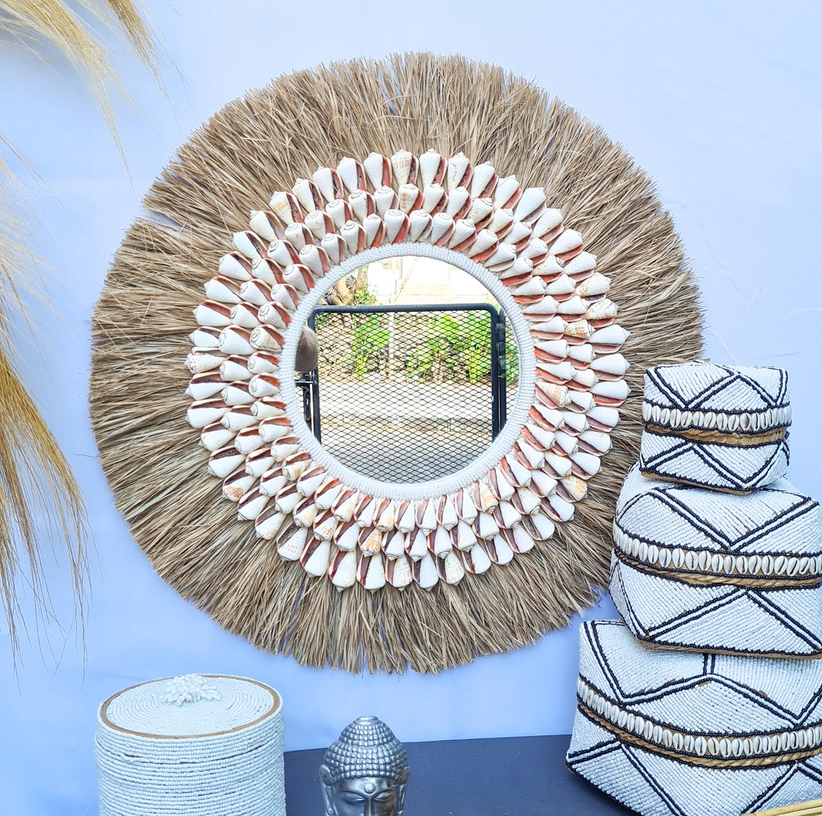 Palm mirror bali mirror wall mirror 60cm (1)