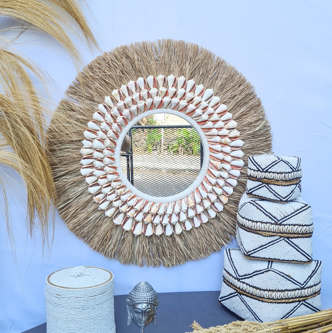 Palm mirror bali mirror wall mirror 60cm (1)