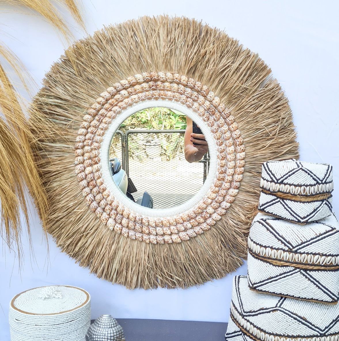 Palm mirror bali mirror wall mirror 60cm (2)