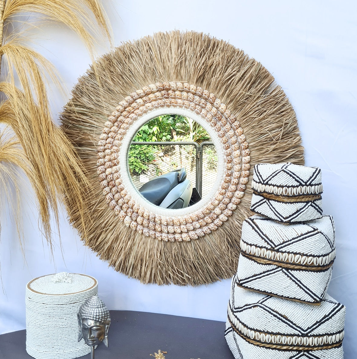 Palm mirror bali mirror wall mirror 60cm (2)