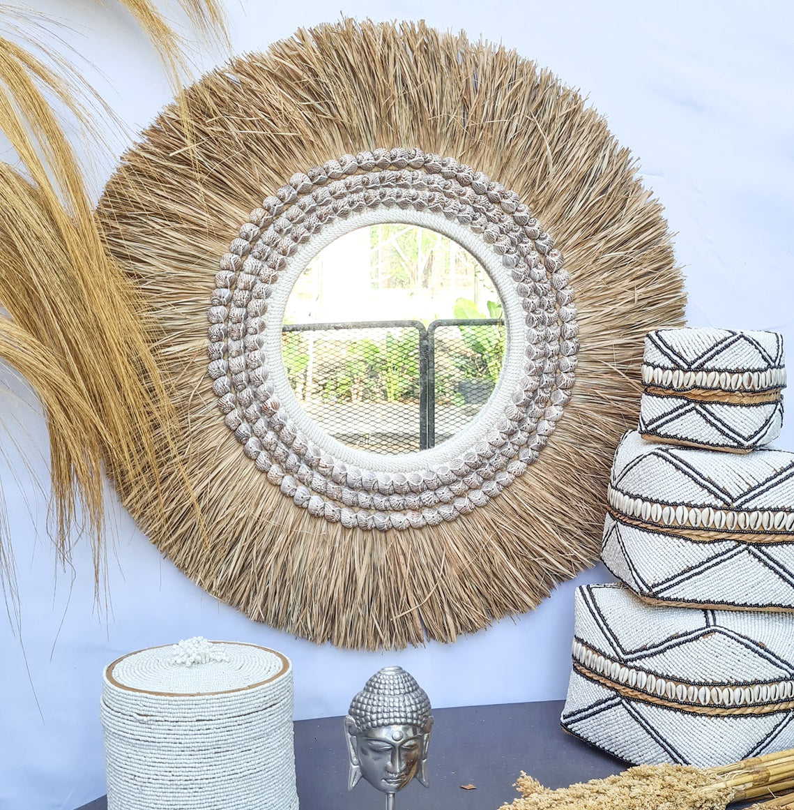 Palm mirror bali mirror wall mirror 60cm (3)