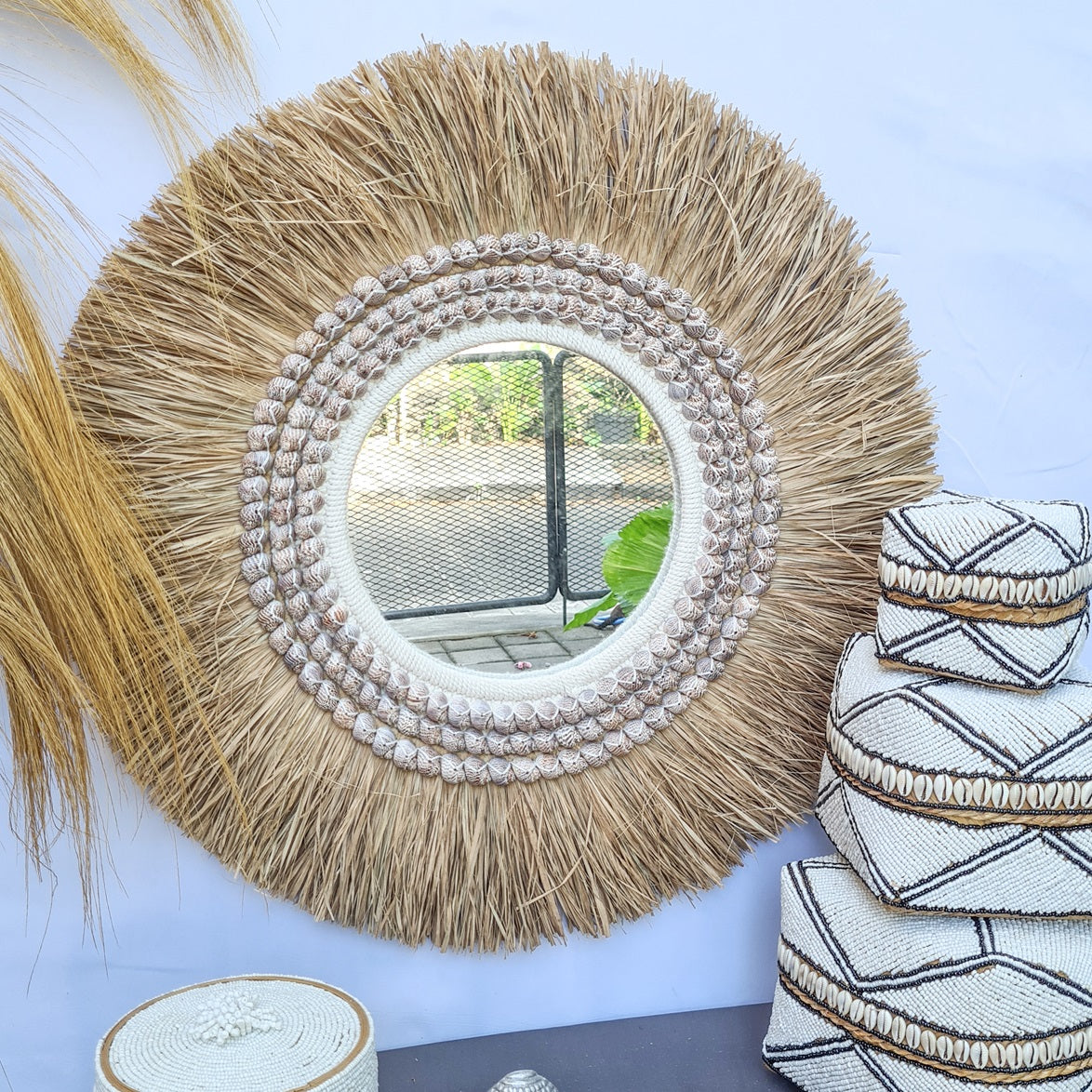 Palm mirror bali mirror wall mirror 60cm (3)