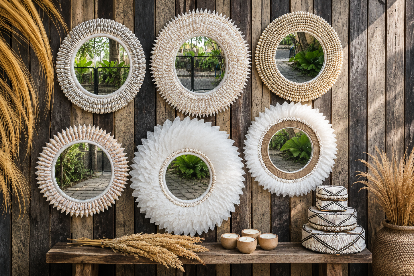 Mirror shells & feathers (WHOLESALE)