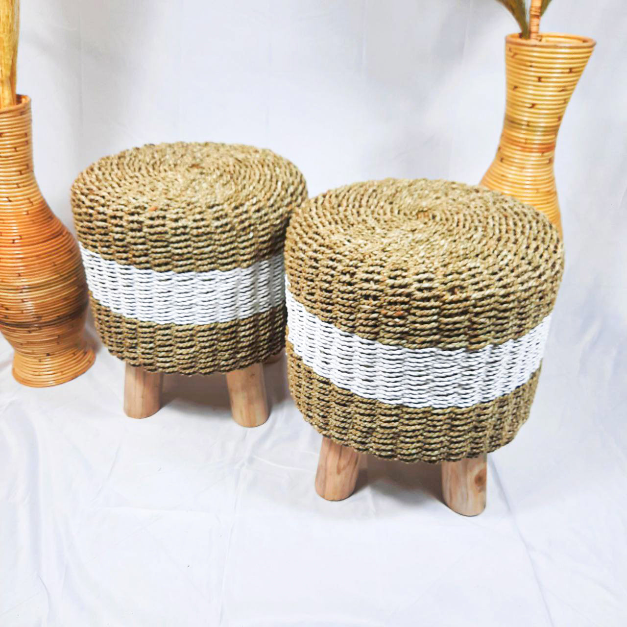 Pouf, wicker stool (WHOLESALE)