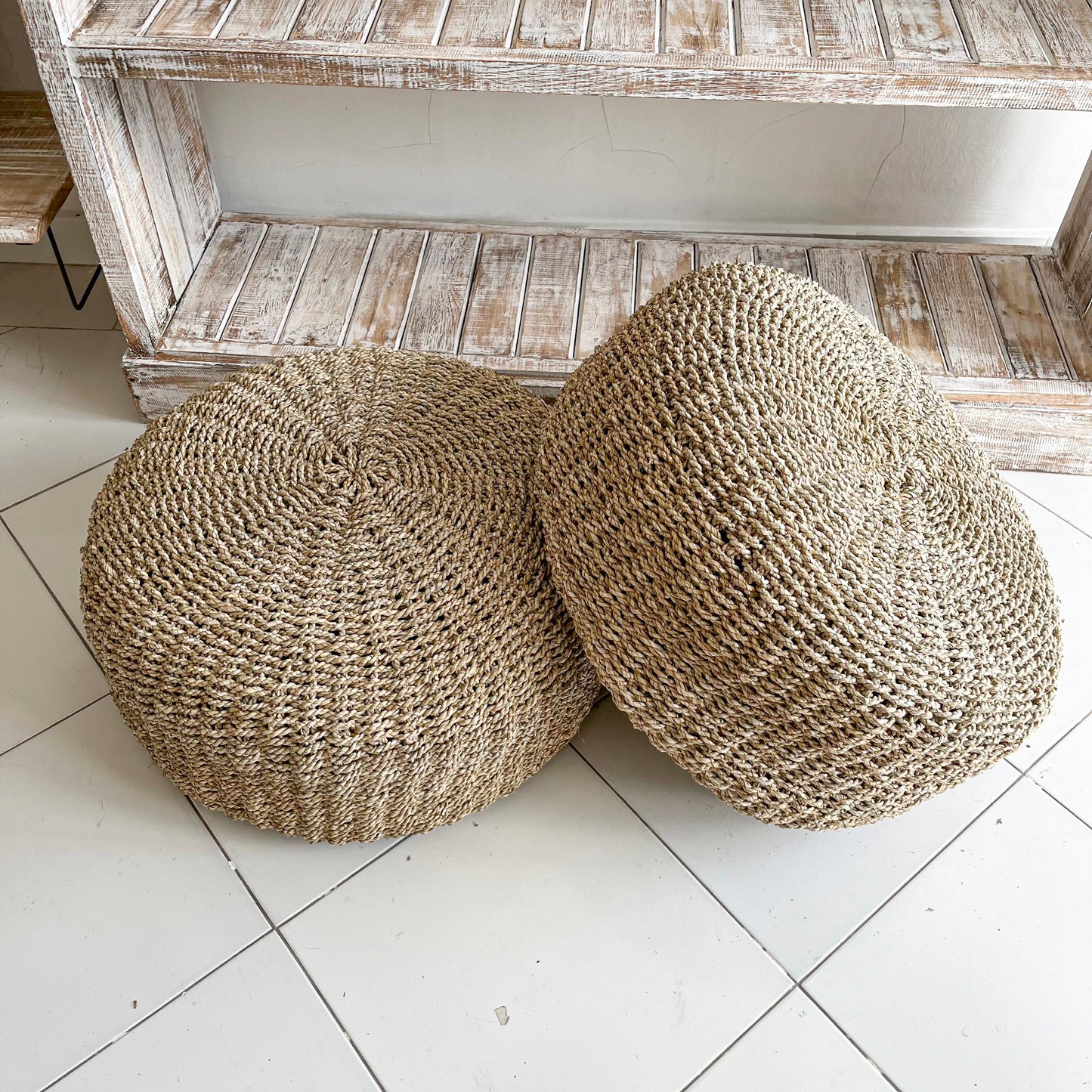 Pouf, wicker stool (WHOLESALE)