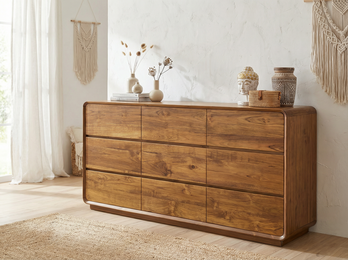 Wooden dresser (Color: Natural wood)