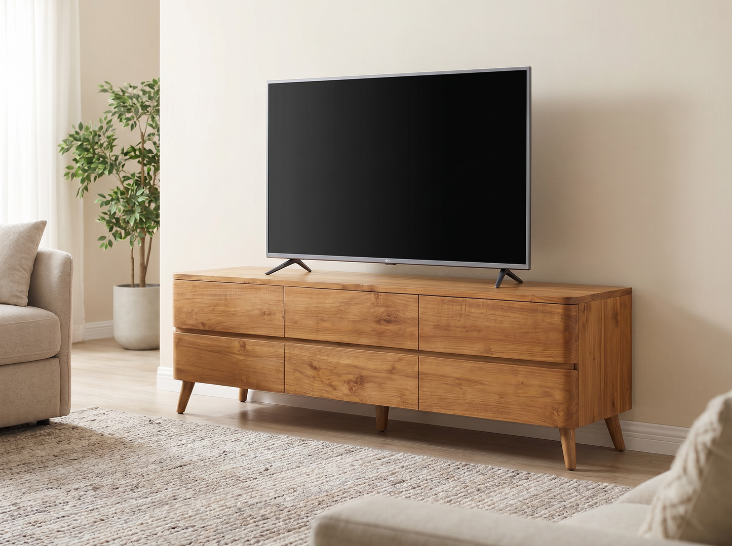 TV stand teak wood (Color natural wood)