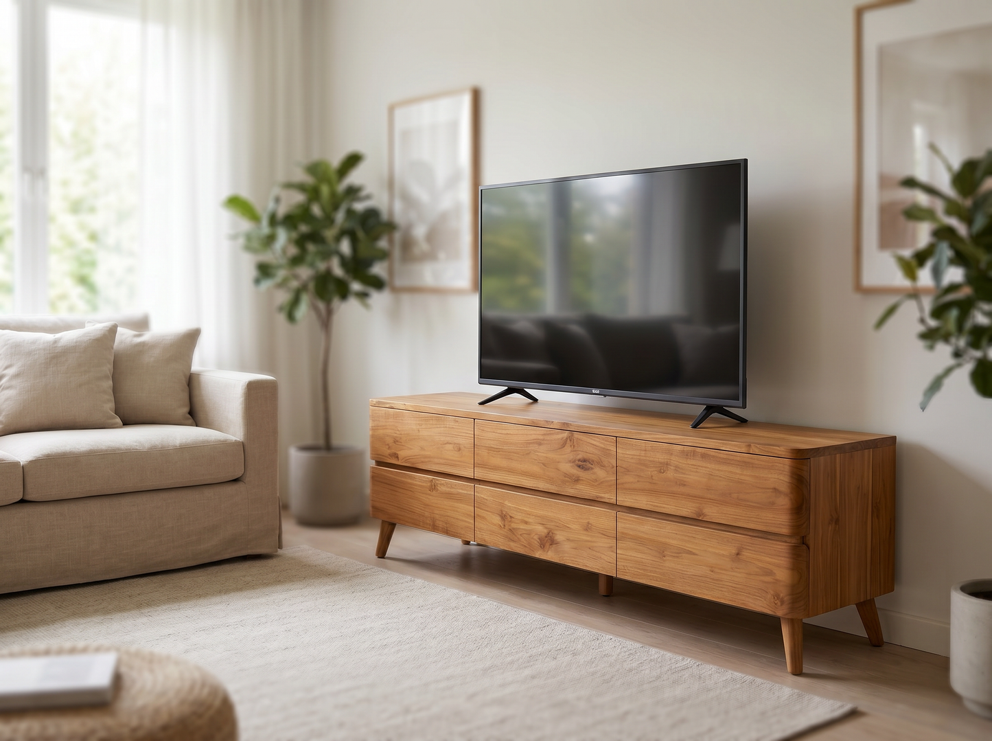 TV stand teak wood (Color natural wood)