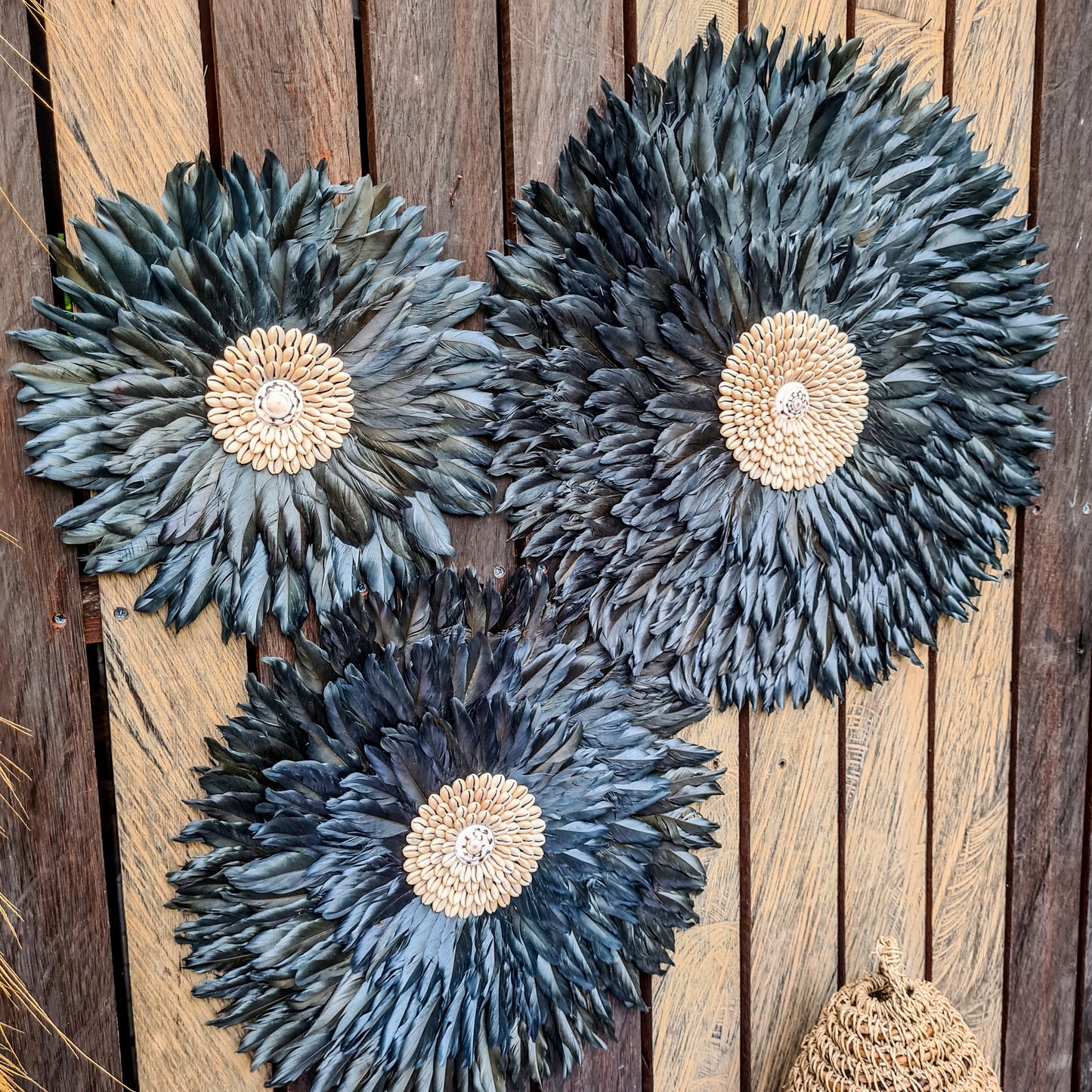 Black juju decor 30, 40, 50cm feather wall decor wall hangings eco feather decoration wall baskets juju hat