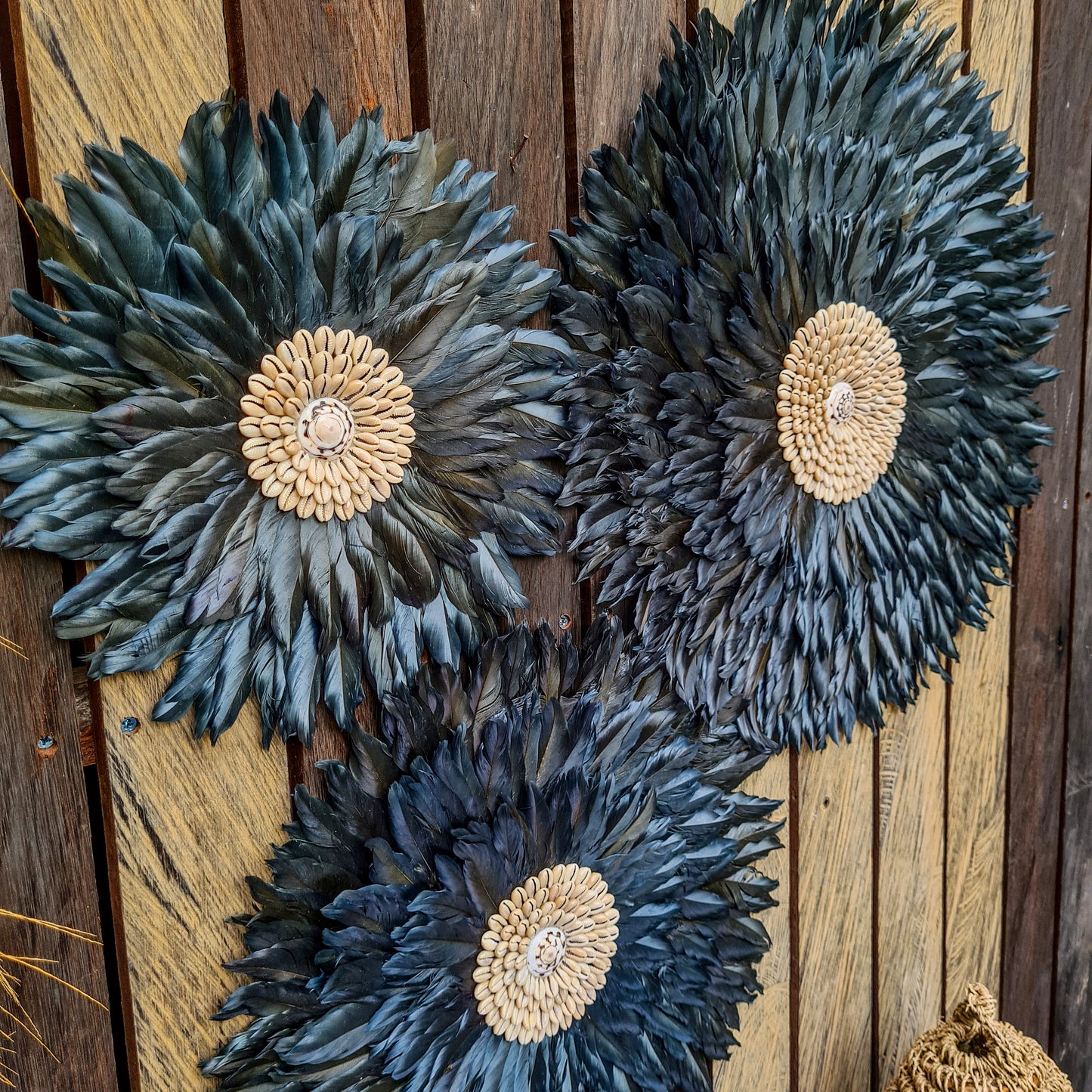 Black juju decor 30, 40, 50cm feather wall decor wall hangings eco feather decoration wall baskets juju hat