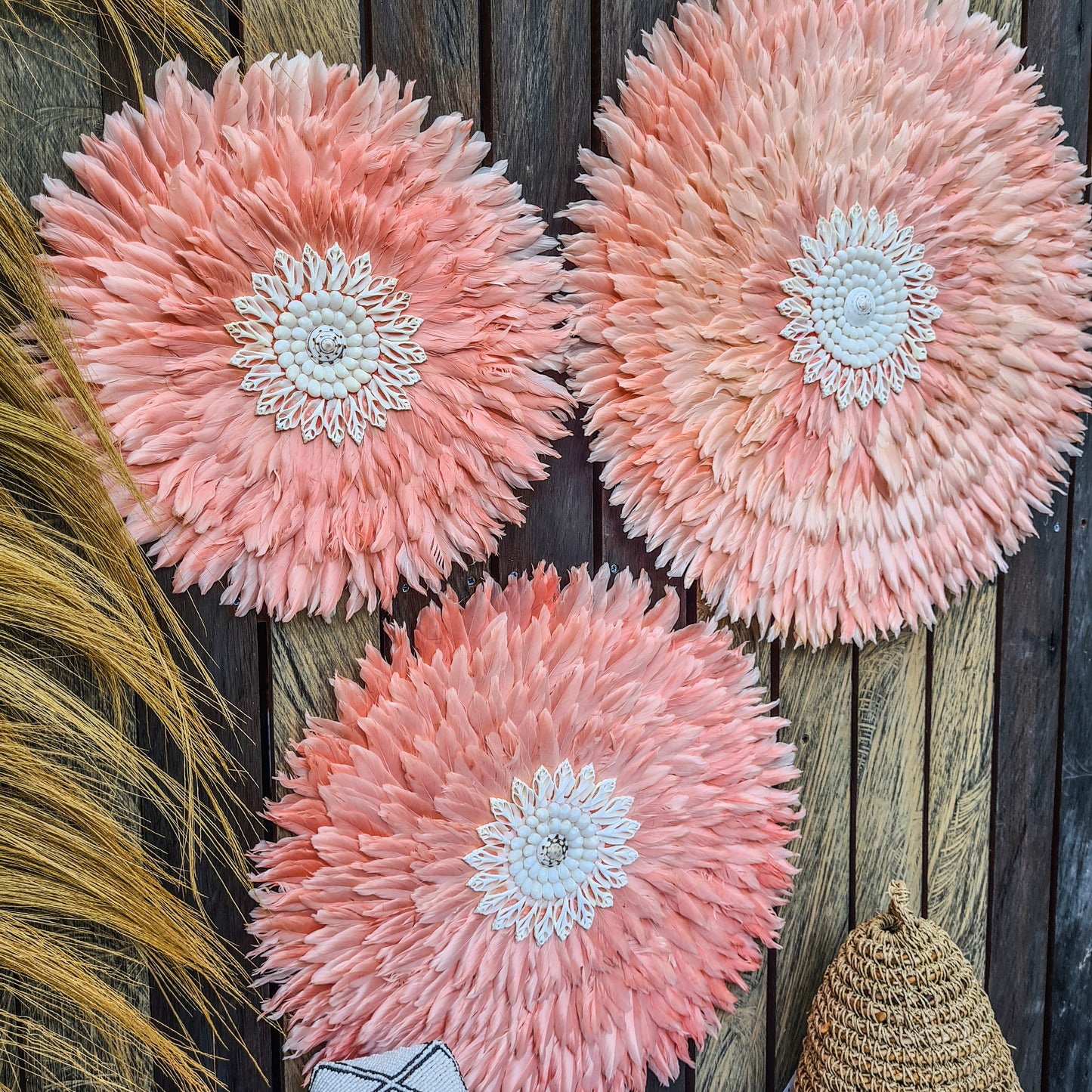 Pink juju 40, 50, 60cm wall feather decor wall hangings wall baskets juju hat eco feather decoration boho decor