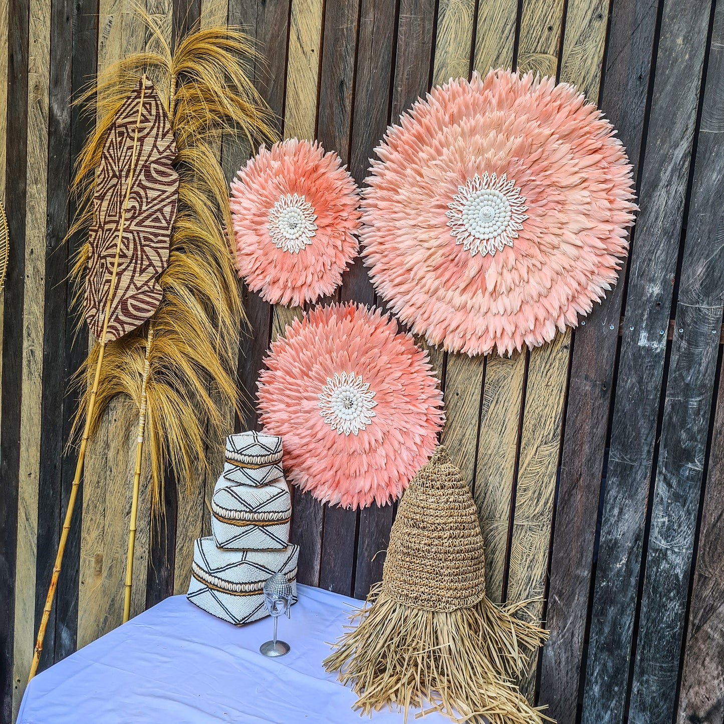 Pink juju 40, 50, 60cm wall feather decor wall hangings wall baskets juju hat eco feather decoration boho decor