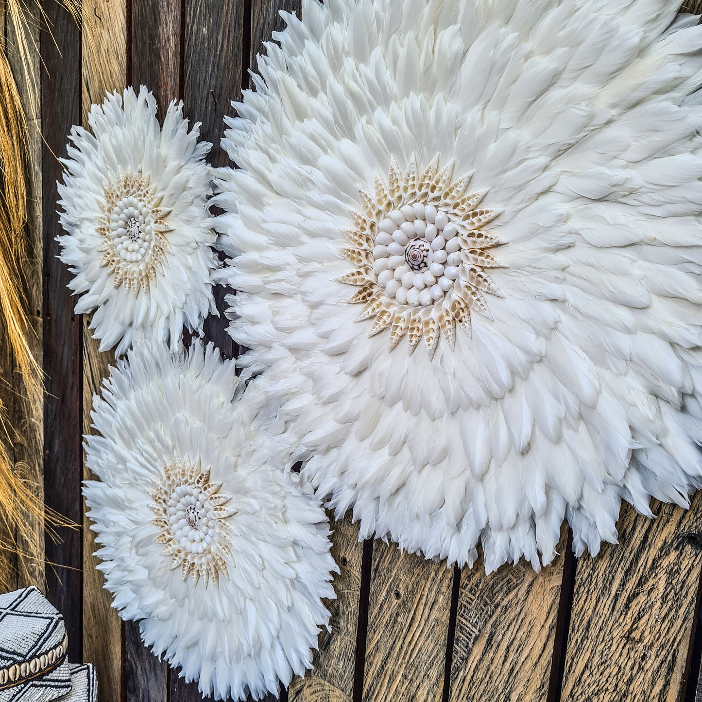 White feather juju 30, 40, 50cm feather wall decor wall hangings eco feather decoration wall baskets juju hat