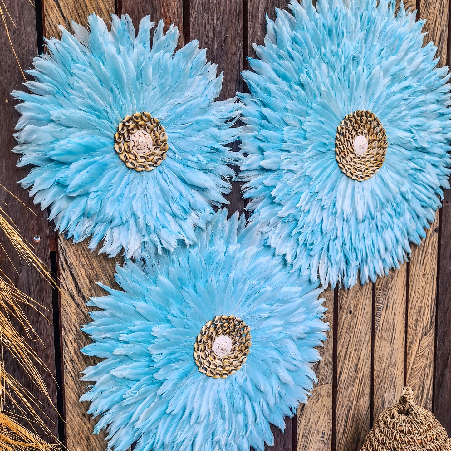 Blue juju 40, 50, 60cm wall feather decor wall hangings wall baskets juju hat eco feather decoration boho decor