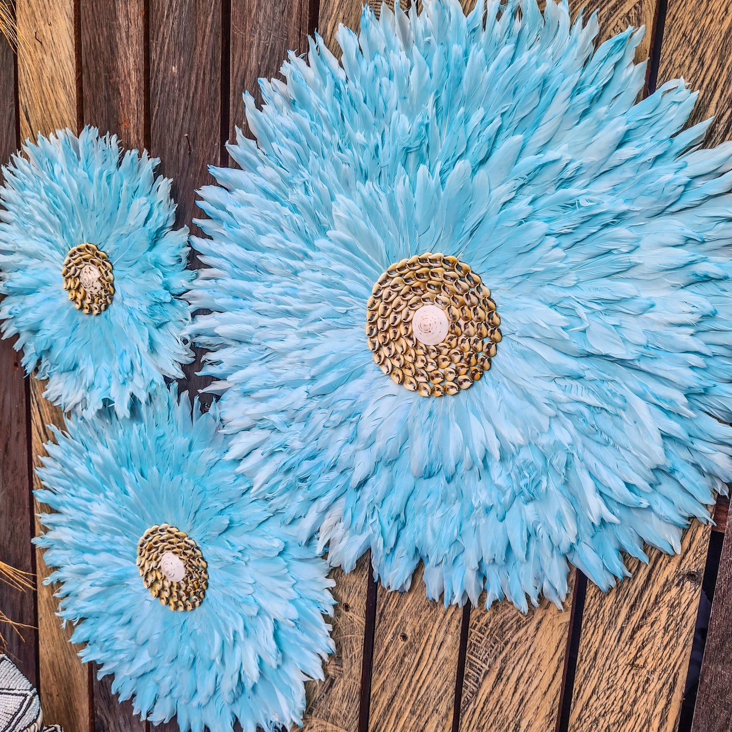 Blue juju 40, 50, 60cm wall feather decor wall hangings wall baskets juju hat eco feather decoration boho decor