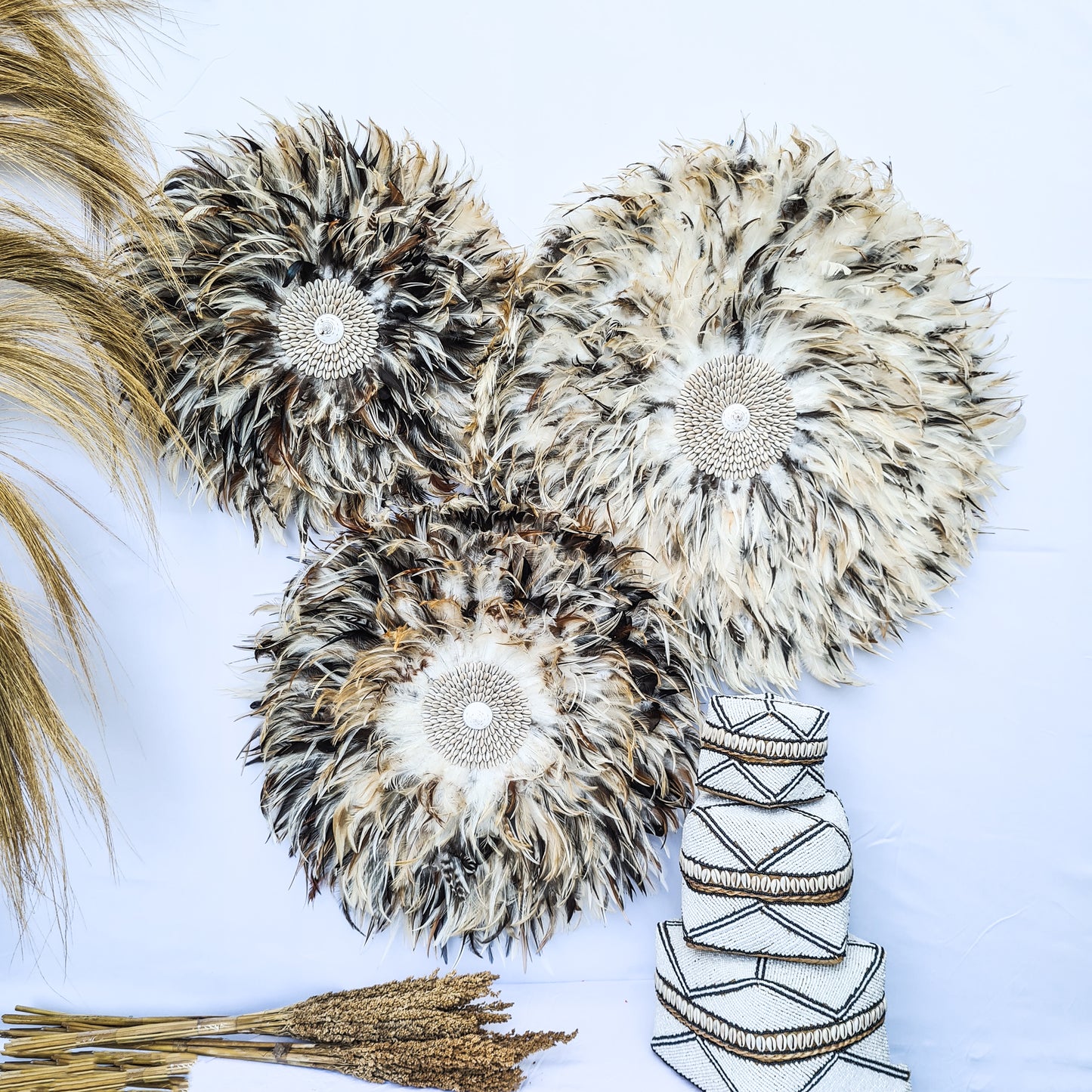 Brown juju 40, 50, 60cm wall feather decor wall hangings wall installation baskets juju hat eco feather decoration boho decor