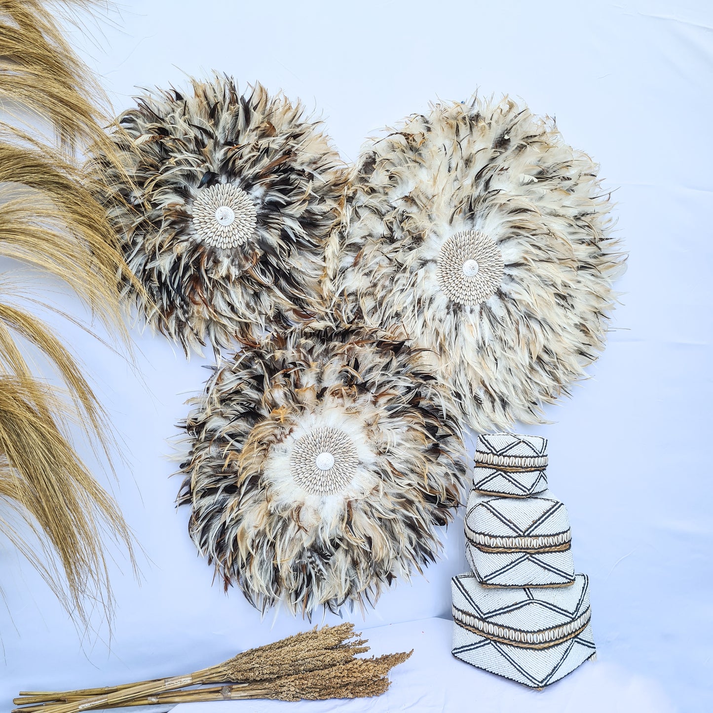 Brown juju 40, 50, 60cm wall feather decor wall hangings wall installation baskets juju hat eco feather decoration boho decor