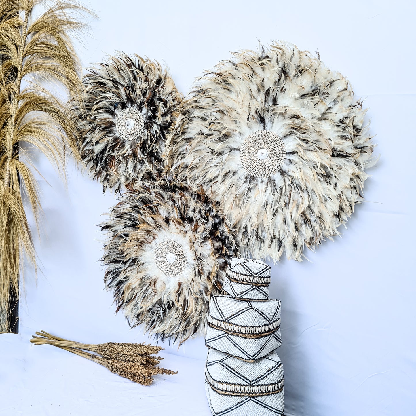Brown juju 40, 50, 60cm wall feather decor wall hangings wall installation baskets juju hat eco feather decoration boho decor
