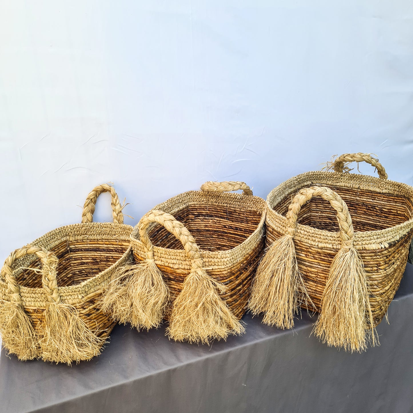Eco wicker baskets from banana tree leaf hand made interior square decorative basket laundry kitchen items fruit place bread flower pot