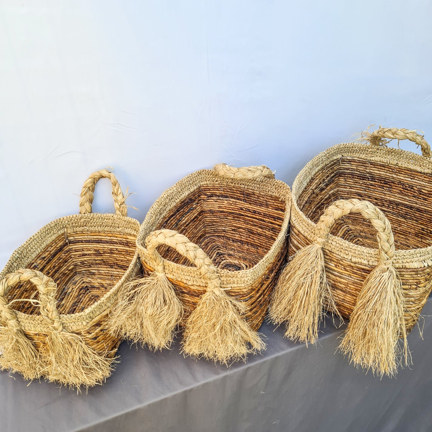 Eco wicker baskets from banana tree leaf hand made interior square decorative basket laundry kitchen items fruit place bread flower pot