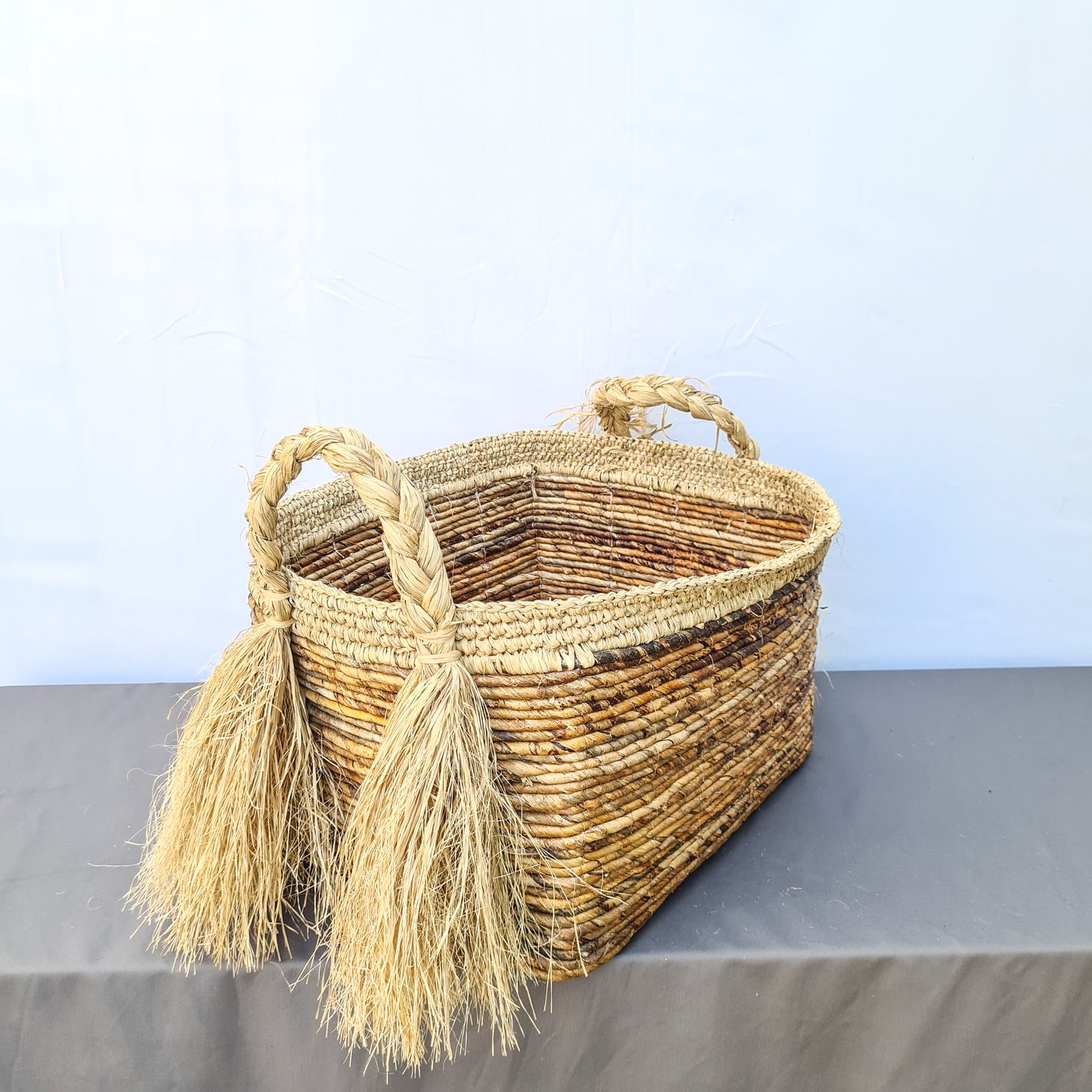 Eco wicker baskets from banana tree leaf hand made interior square decorative basket laundry kitchen items fruit place bread flower pot